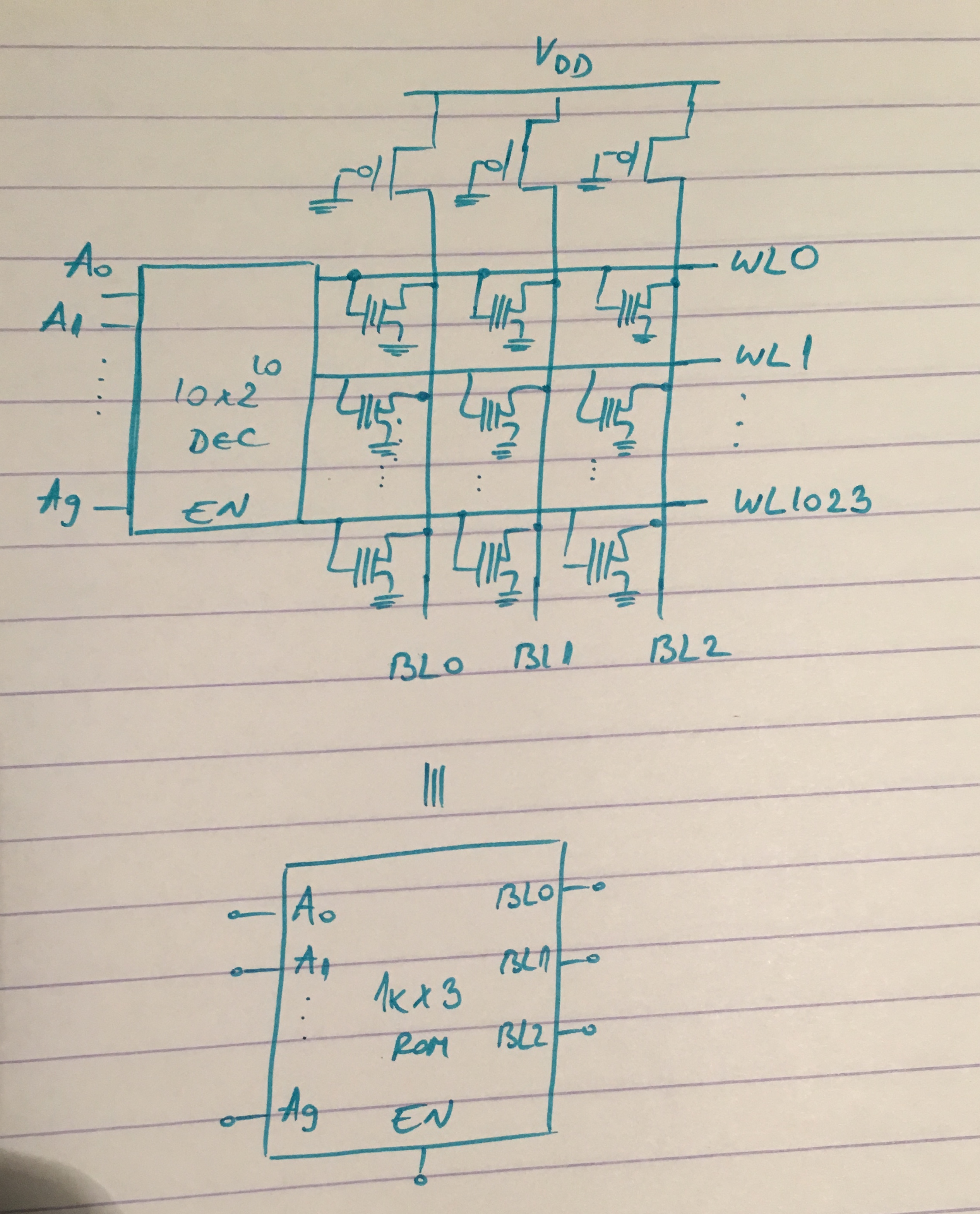 mosfet - Combining two schematics of 1kx3 NOR MOS PROM components into ...