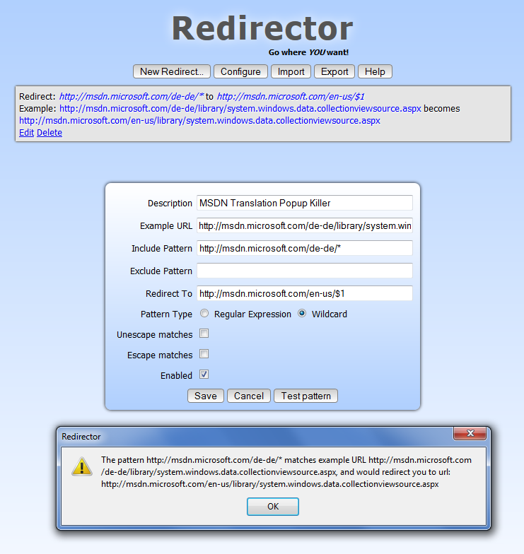 Redirector plugin set to强制英文 msdn 页面