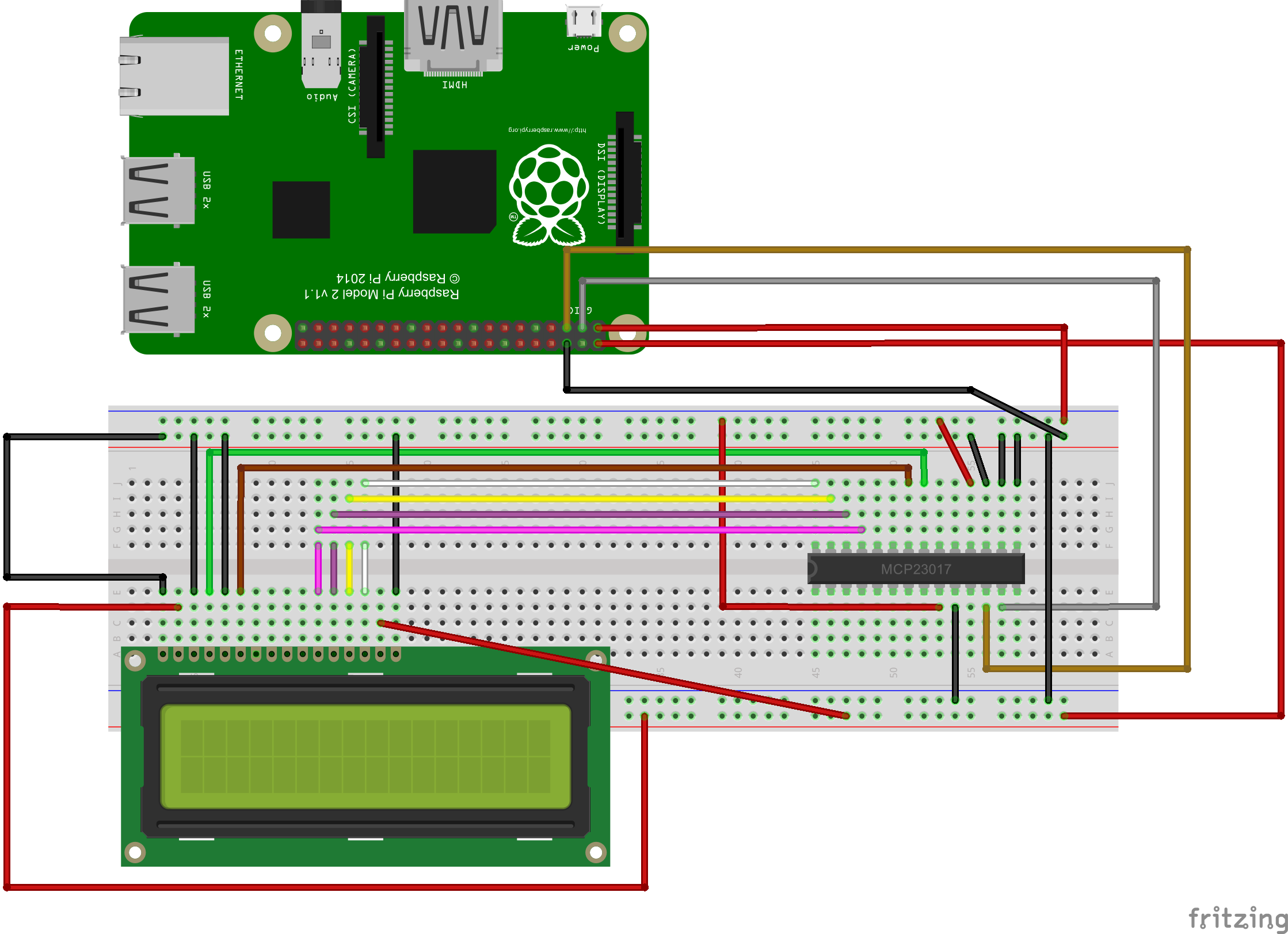 MCP23017-LCD-PI2