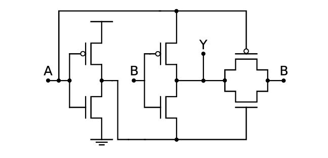 6-transistor XOR schematic