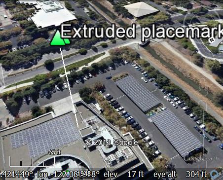 Extruded point in Google Earth