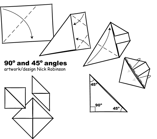 Folding paper yields 45° and 90°