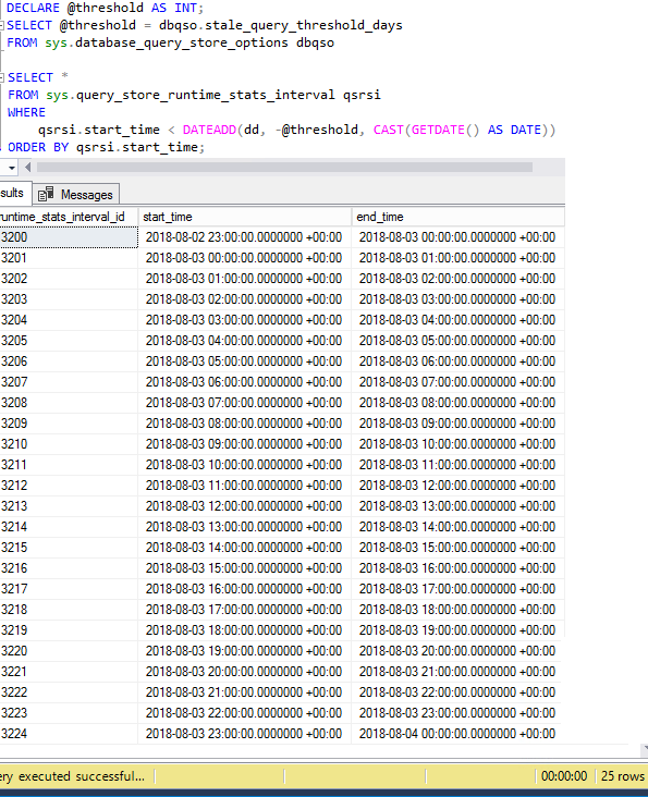 query store results - before