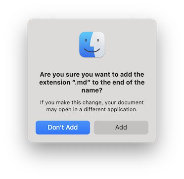 Are you sure you want to add the extension ".md" to the end of the name?