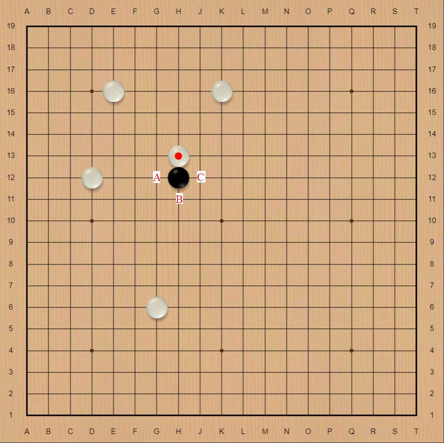 Black can move to A,B&C