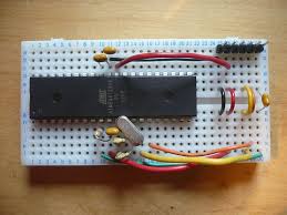 Breadboard with microcontroller and wires