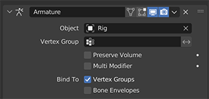 A screenshot of the armature modifier.