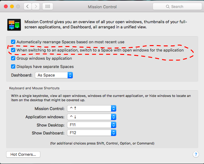 Mission control setting