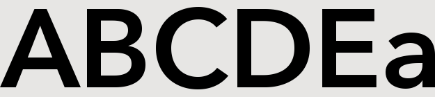 Capital letters ABCDE, followed by lowercase a. Black on white