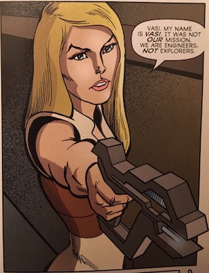 Stargate Universe: Back to Destiny, Issue 2: Vasi explains that her team are engineers, not explorers