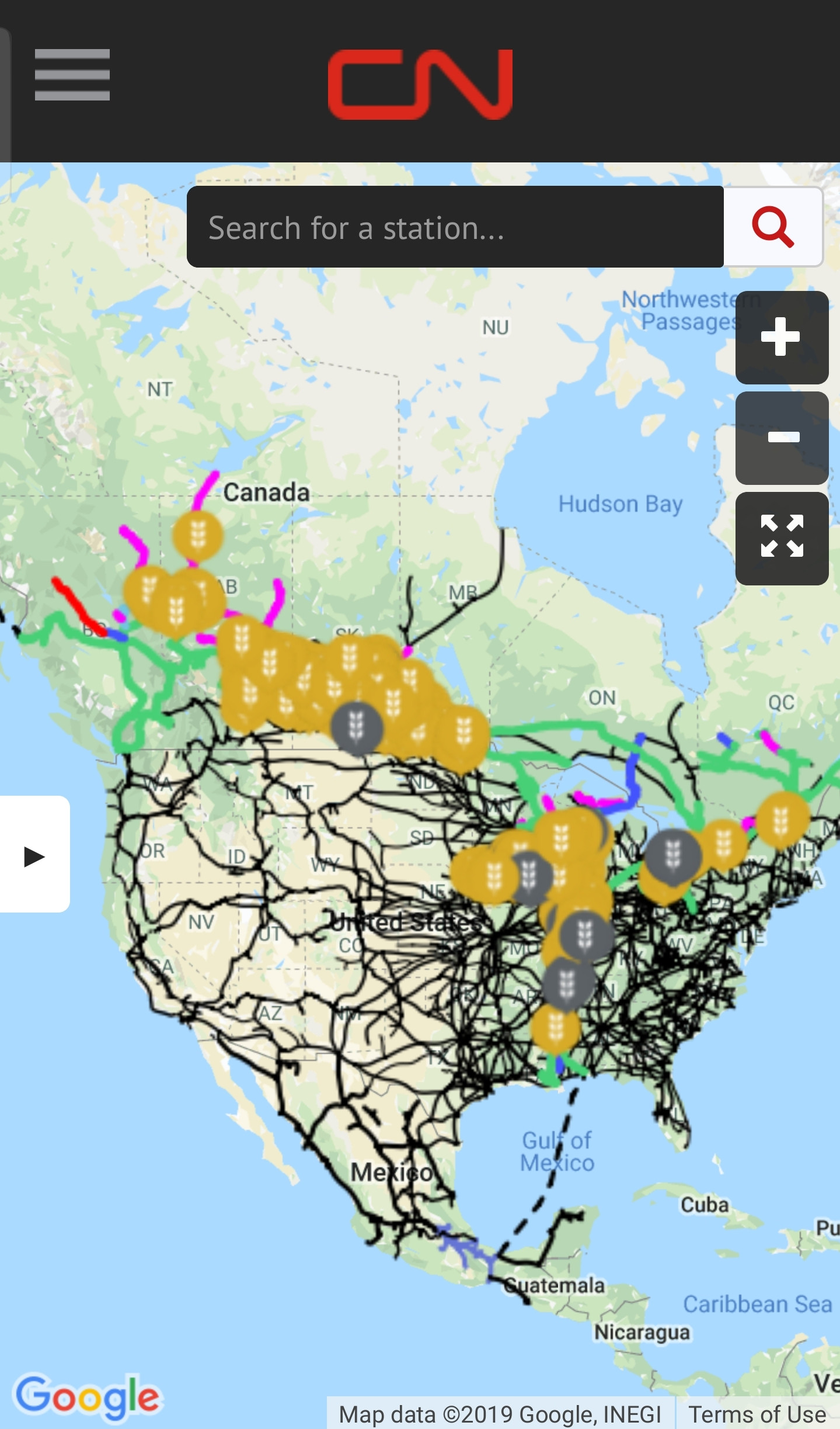 Grain by train routes