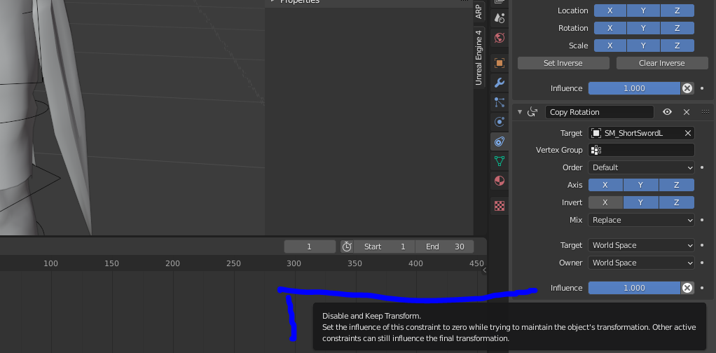 button to apply constraint in blender