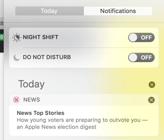 Do Not Disturb switch in Notification Center