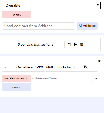 Remix IDE showing only transferOwnership function