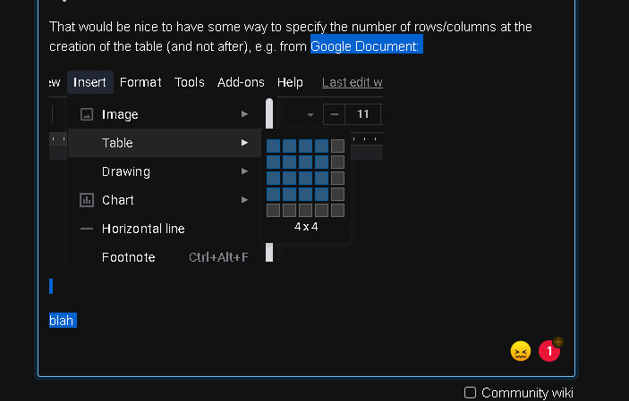 Screenshot showing text before and after an image being selected, but showing the image as not being selected