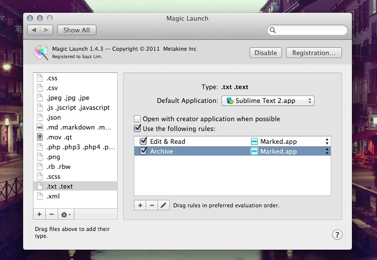 Magic Launch Preferences