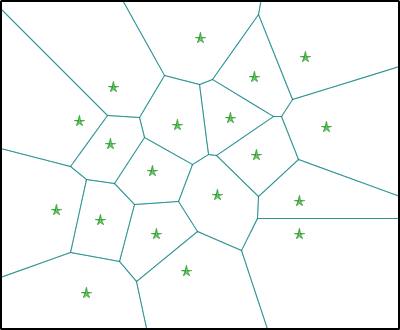 Voroinoi polygons for zip code areas