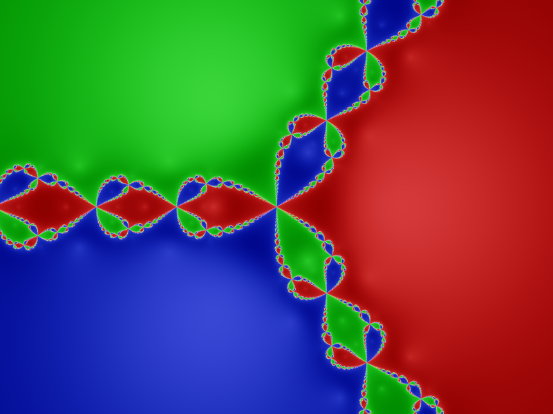 The Julia set for Newton's method applied to f(z) = z^3 - 1.