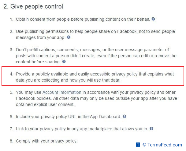 Facebook Platform Policy via TermsFeed