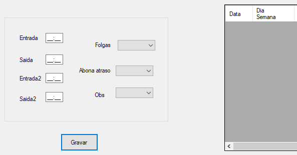 O preenchimento automático é abaixo da data