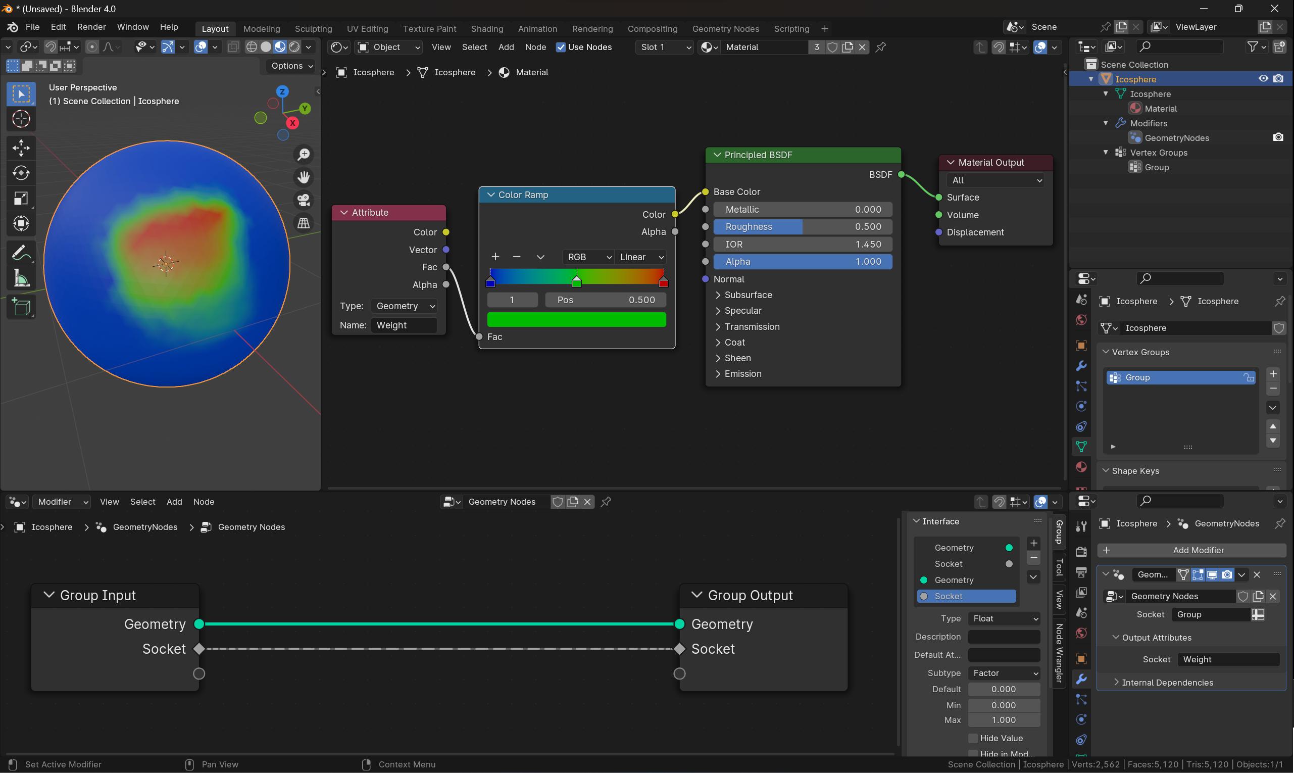 how to use a vertex group in a shader