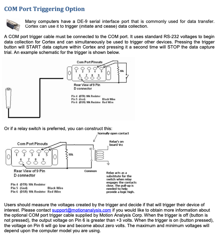 Description for how to control the software through a DB9 connection