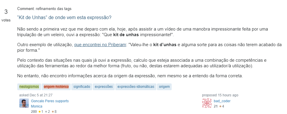 Proposta de remoção de tag