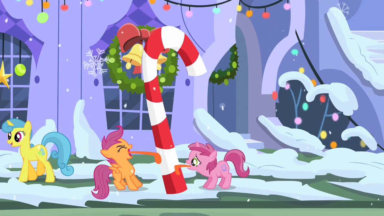 Scootaloo licking the candy cane in the aforementioned "I spy" scene of S2 E11