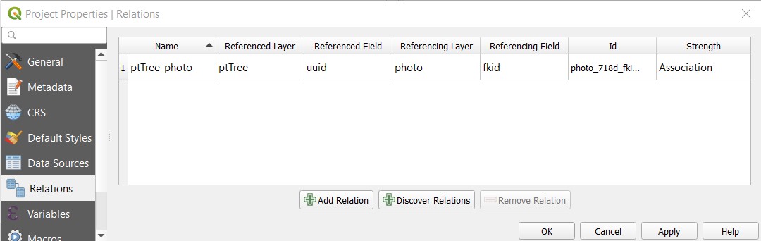 Relation Settings