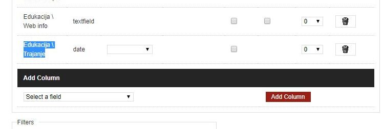 date field in Web report