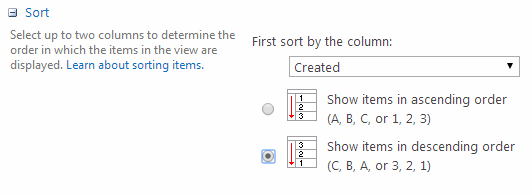 View Sort Descending by Created