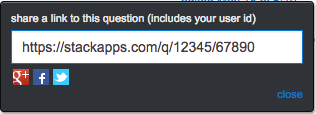 "share a link to this question" dialog