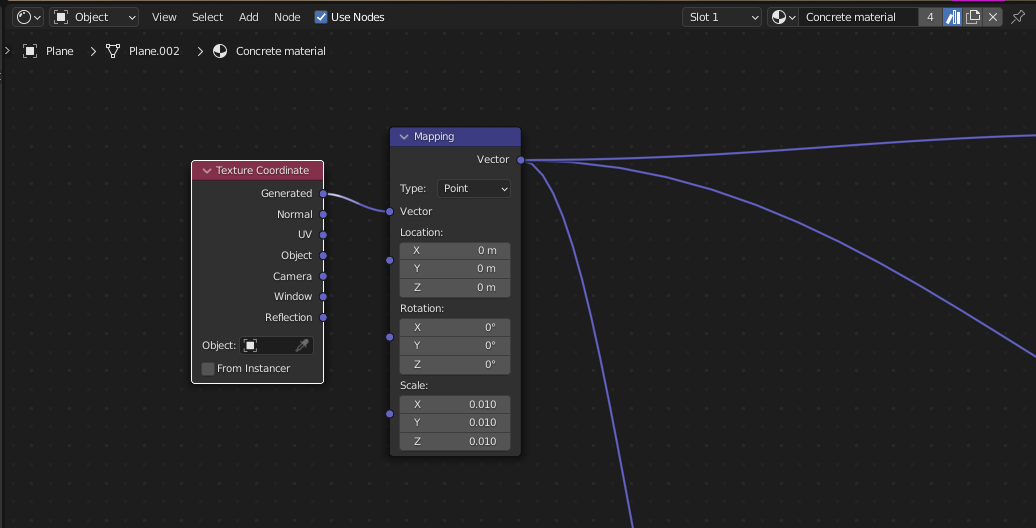 Node setup generating texture coordinates