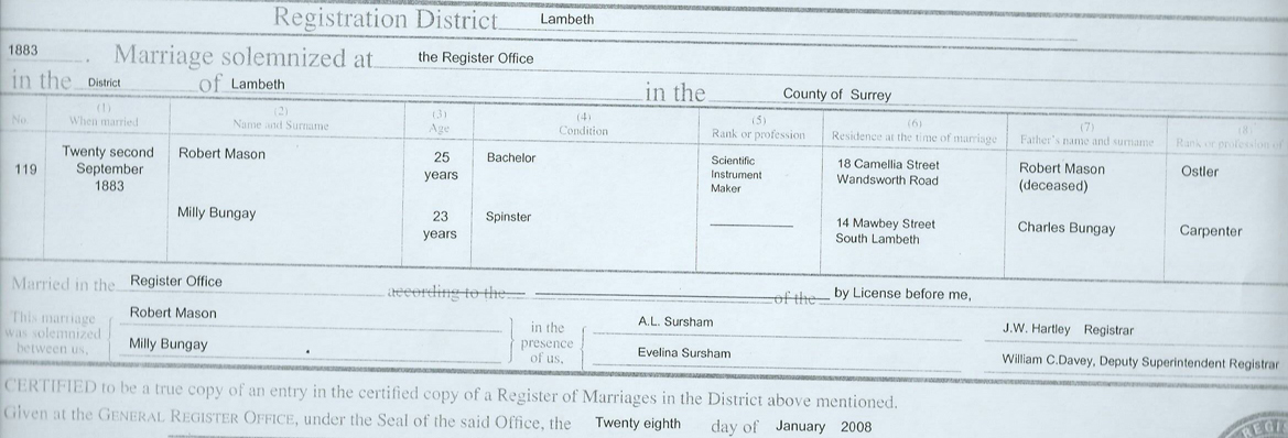 Milly Marriage Certificate