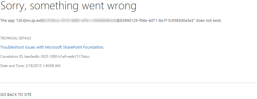 SharePoint Error Message