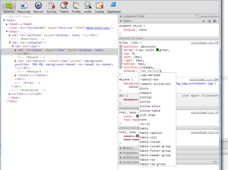 Chrome Dev Tools Elements - View