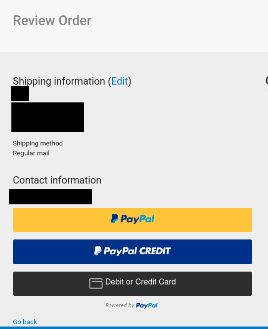 My payment option screen