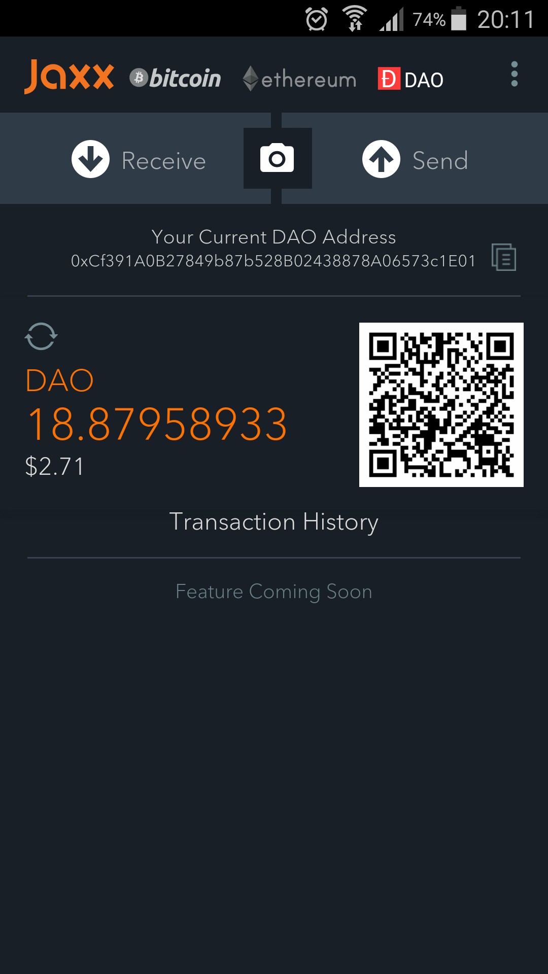 DAO tab in Jaxx