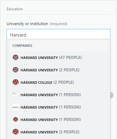 Harvard University duplicate entries sample