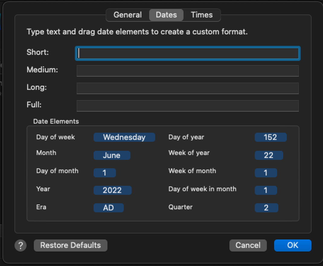 Language & Region Settings > Preferred Language > Advanced > Dates