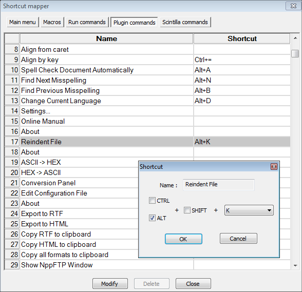 Screenshot of the Shortcut Mapper