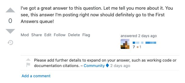 Canned feedback appears as a comment from Community