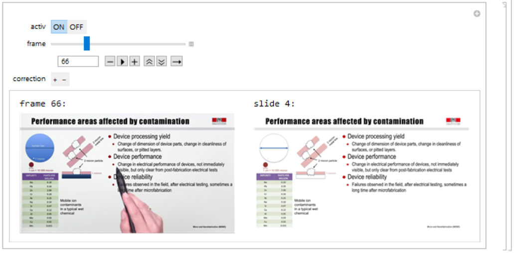 picture of manipulate output used to change frame<->slides association