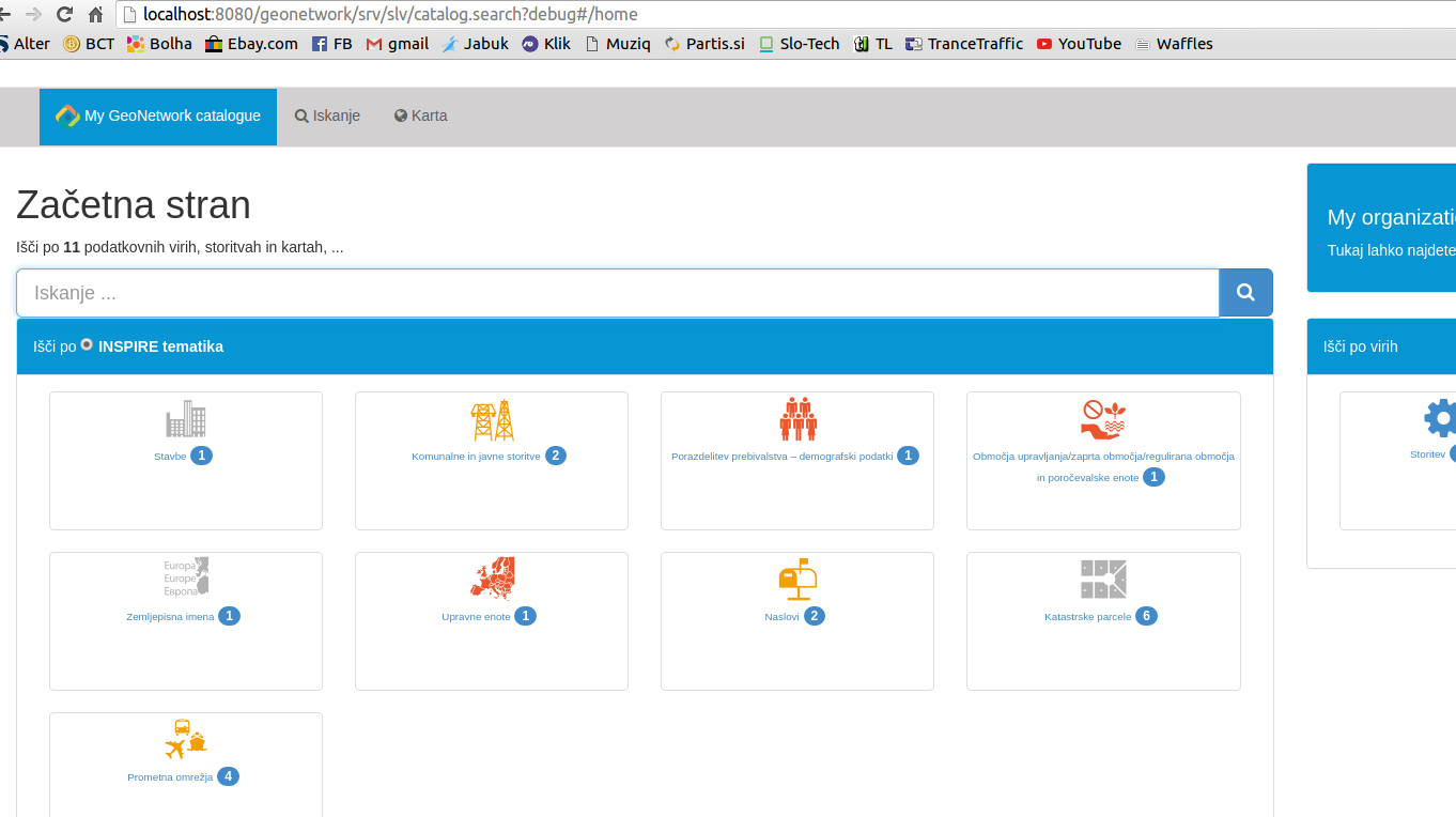 debug param use with GeoNetwork URL