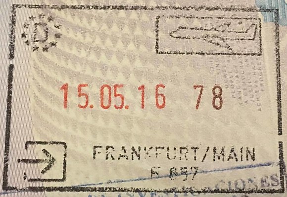 Entry stamp from Frankfurt/Main airport