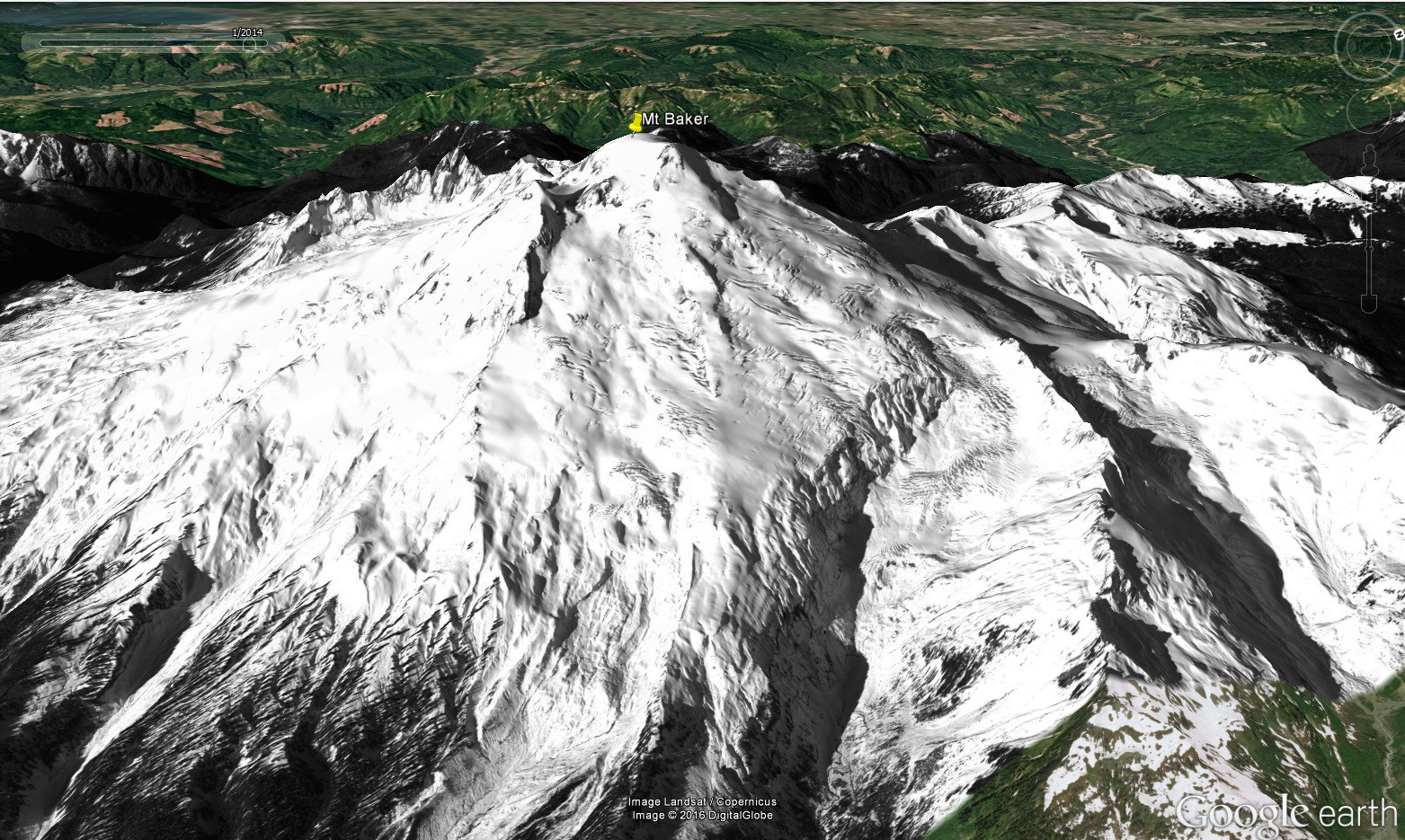 Google Earth image of Mt Baker