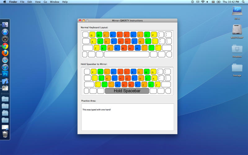 An screenshot of the Mirror QWERTY software