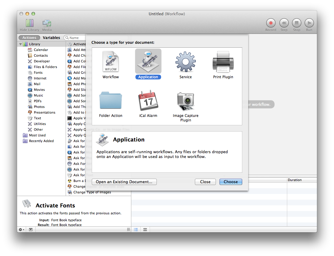 New automator application