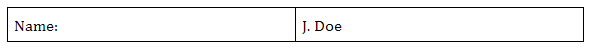 2x1 Table with contents