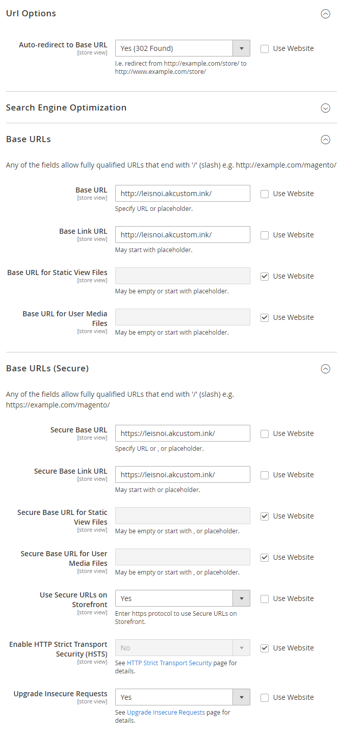 subdomain url options